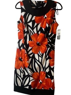 NWT Women’s Black and Orange Floral Sleeveless Dress ‎ Size 6
